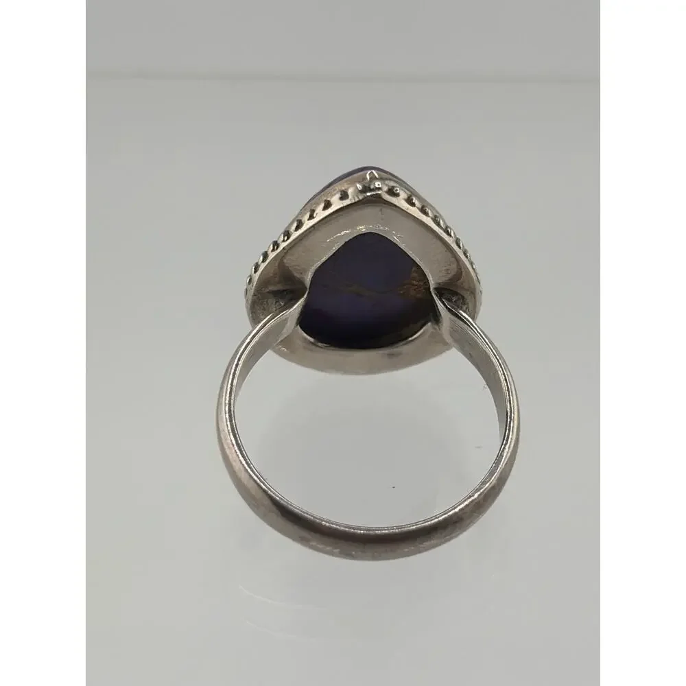Teardrop Purple Turquoise Sterling Silver Ring Artisan Jewelry 8